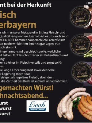 Färsenfleisch oder unsere hausgemachten Würstl 