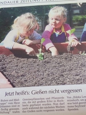 Pflanzaktion im Kindergarten 