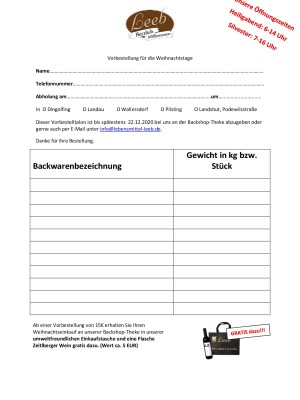 Vorbestellungsformular Backshop