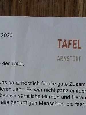 Wir unterstützen die Tafel in Arnstorf