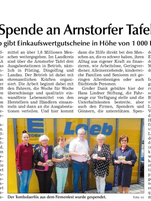 1000 EURO für Arnstorfer Tafel